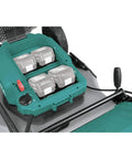 Top Shelf 21 Inch Cordless Lawn Mower Built Ridiculously Tough With A Badass Brushless Motor And Quad Battery Slots To Handle Big Yards Without Gas Grief Tool Only battery compartment showing four battery slots.