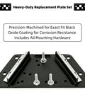Heavy Duty Precision Workbench Plate Kit with Powder Coated Steel Frame showing a black oxide coated replacement plate