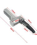 Heavy Lifting Pneumatic Air Belt Sander And Grinder With 10X330MM Platform, showing measurement details and tool design.