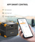 Portable Power Station 3072Wh With 3600W Peak, shown with smartphone app for smart control, Wi-Fi and Bluetooth enabled.