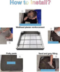 Installation steps for recessed drain inspection chamber cover 65x65cm, showing wellhead plaster and sand filling procedures.