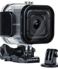 Waterproof Dive Housing For GoPro Hero 5 4 And Session With Bracket Accessories Ultra Clear Optical Glass Lens Delivers 98 Percent Light Transmission Depth Rating To 60m Salt Water Ready Underwater Case For Action Cameras, shown with bracket and mount