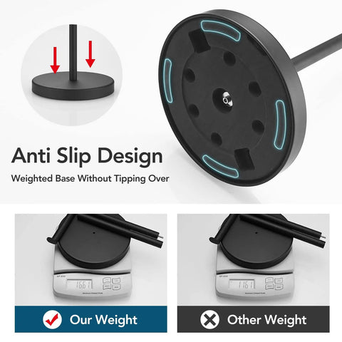 Matte Black Freestanding Toilet Paper Holder Stand for Bathroom with Anti-Slip Rustproof 304 Stainless Steel Pedestal Base