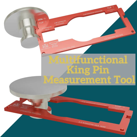 King Pin Wear Gauge for 2 Inch and 3.5 Inch Pins Aluminum Alloy Construction Undersized Diameter Detection Tool for Trucks and Trailers Includes 360 Degree Rotation for Accurate Diameter Check, red aluminum gauge