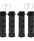 Heavy Duty Square Table Leg Extenders With Three Step Adjustable Heights And Secure Locking Bolts For Folding Dining Tables. Set of 4.