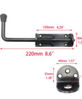 Black 2 Packs 8.5 Inch Heavy Duty Spring Loaded Latch Pin With Sliding Barrel Bolt Door Lock, 12mm bolt, measurement details