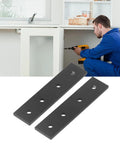 Two Pack 4 Hole Aluminum Connecting Plates with worker assembling kitchen cabinet