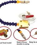 ChgImposs mist coolant lubrication system kit with blue flexible hose and brass fittings, front view