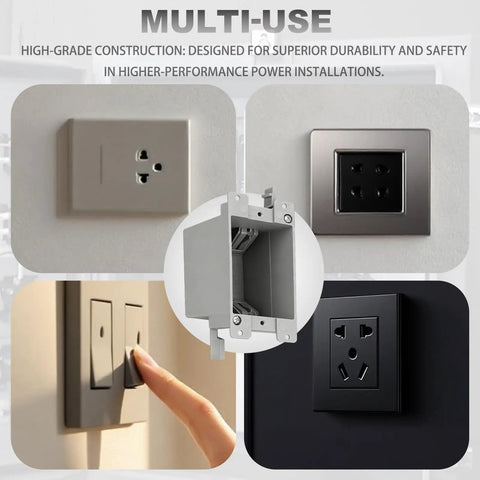 1 Gang Old Work Electrical Box For Remodeling UL Listed PVC Junction Box And Outlet Box 14 Cu In Capacity 2 Hour Fire Rated Durable PVC Construction Ideal For Recessed Install 6 Pack shown installed in wall.