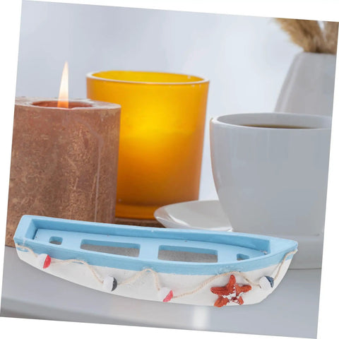 Mediterranean Style RC Sailboat Ornament Wooden Sailing Boat Model For Home Decor Desk Tabletop Decor Nautical Vibe For Living Room