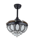 Ceiling Fan with Crystal Lights Retractable Blades 6 Speeds for Living, featuring elegant crystal accents and black finish.