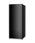 16.4 Cu Ft Convertible Refrigerator And Upright Freezer Energy Star Certified Auto Defrost Reversible Door Adjustable Glass Shelves Black Finish seen from the front.