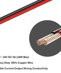 Close-up of heavy duty copper wire for heavy duty 12 to 24 volt car charger cable with dual DC plug sizes and cigarette lighter plug.
