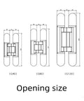 Technical drawing of Hidden Folding Wood Door Hinge For Cabinets And Furniture with dimensions for G40, G80, G120 models.