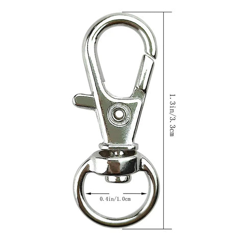 30 Pack Silver Zinc Alloy Swivel Lanyard Snap Hooks with Tight Grip Clamp and Smooth 360 Spin, 1.3 inch snap hook.
