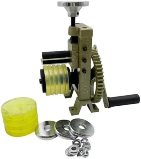 Dead Simple Rock Solid Ring Folder For Jewelry Crafting Manual Press MachineTo Bend Rings and Bracelets With Tough Metal Knockout Results Pro Grade Toolkit, compact device with gears and accessories.