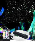 Dope Six Watt Fiber Optic Starlight Headliner Kit With 430 Fibers 9.8ft Run shown in car with remote and app control