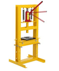 Heavy Duty 6 Ton Hydraulic H Frame Shop Press Delivers Sick Cranking Power And Slick Adjustable Setup For Quick Bearing Swaps Making Every Garage Project A Cinch Classic Yellow Build side view highlighting hydraulic mechanism.