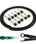 Solderless Pedalboard Cable Kit for Guitar Effects, 6.5 Ft cable with 10 nickel plated copper tips, cutter, and bolt driver.
