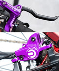 MTB Hydraulic Disc Brakes Set for Mountain Bikes, purple aluminum alloy calipers with IS PM adapter, 1700mm hose
