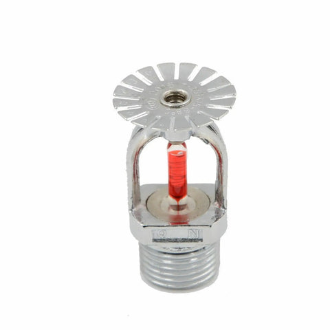 Top Tier Ten Pack Pendent Fire Sprinkler Heads With A 155 Degree Fahrenheit Red Glass Bulb And One Half Inch Npt Pipe Thread viewed from above.
