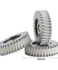 Close-up of 3 Pack E Bike Planetary Gear Kit with 36 Tooth Helical Gears, 38mm steel plastic motor, showcasing high precision details.