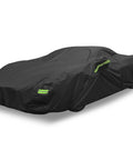 Chevrolet Corvette Weatherproof Car Cover Outdoor Shield For C4 C5 C6 C7 Models 1984-2019 covering a car, showing zipper and hem