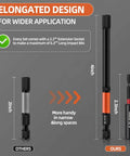 Comparison of hex bit sizes showing 4-inch and 2.3-inch bits from Heavy Duty 20 Piece 4 Inch Hex Bit Set With Metric And SAE Allen Wrenches