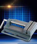 Dang Tough Industrial Drill Press Vice Featuring Thickened Six Inch Steel Jaw Opening And Heavy Cast Iron Bench Clamp Rig on blue background.