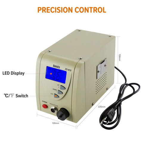 Digital Vacuum Desoldering Station With Built In Vacuum Pump For Pro Grade Desoldering And Rework, shown with LED display and controls