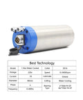 Heavy Duty Water Cooled Spindle Motor 1.5Kw Er16 with blue end, connectors, and specifications for CNC routers.