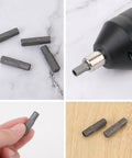 Knockout 4 Pack 1/4 Inch To 4mm Hex Screwdriver Bit Adapter With Solid Magnet and Plug And Play Design For Heavy Power Tools and Tight Garage Builds Ready To Roll No Sweat Setup displayed on a surface.