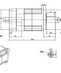 Technical drawing of Hella Precise Helical Gear Planetary Reducer Gearbox delivering razor sharp 7 arcmin accuracy with dimensions shown.