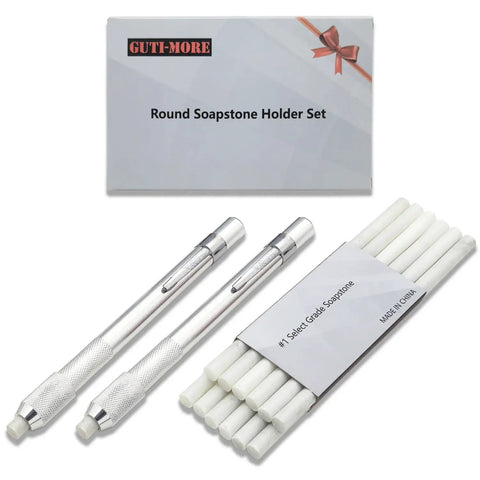 Heavy Duty Professional Grade Round Soapstone Pencils With Secure Grip Holder And Full Refill Pack For Welding Metal Shop Fabrication Textile Marking Built Tough No Sweat Layout Chalk Tools in packaging with white refills.