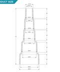 Diagram showing dimensions of Versatile 2.5 Inch Vacuum Hose Adapter Set With Multi Size Step Design Moisture Proof TPU 5 Piece Kit.