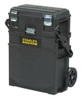 FatMax 4 In 1 Mobile Work Station With Tiered Cantilever Storage System Rolling Tool Cart Quick Push Latch Lockable Compartments