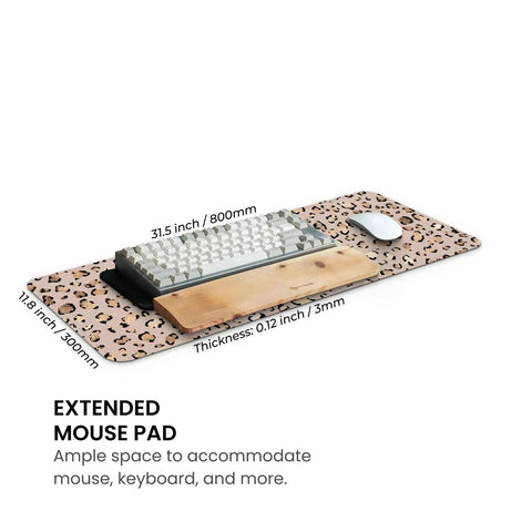 Leopard Print Large Gaming Mouse Pad For Home Office Desk Setup, Oversized 31.5 X 11.8 Inch Laptop And Keyboard Mat, Thick 3 mm