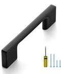 3 Inch Wide Foot Cabinet Pulls 10 Pack Matte Black Cabinet Handles For Kitchen Cabinets And Drawers With Screws Included Durable Metal Hardware For Easy Installation And Long Lasting Use Brushed Matte Finish For Modern Decor And Easy Clean with screwdriver and screws