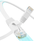 Flat Cat 6 Ethernet Cable 100 Ft UTP 10Gbps High Speed Pure Copper For Reliable Home And Office Network Wiring White