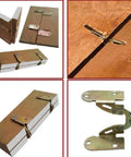 2 Pcs Heavy Duty Flip Top Hinges For Dining Tables And Butler Trays, 180 Degree Rotating Corner Hardware With Mounting Screws shown mounted on wood.
