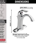 Lahara Chrome One Hole Bathroom Faucet For Vanity, Sleek Single Hole Sink Faucet With Push Pop Drain, Four Inch Center