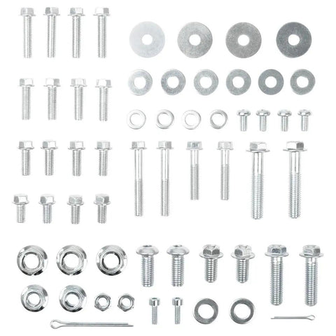 60 Piece Metric Motorcycle Trail Bolt Kit with a full set of metric bolts and hardware for dirt bikes and off road maintenance