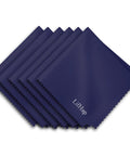 Front view of navy blue LiHip 12x12-inch microfiber cleaning cloths, pack of 6 for glasses and screens