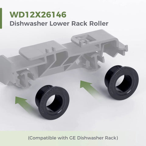 2 Pack Dishwasher Lower Rack Wheel Replacement WD12X26146 Fits WD12X10435 265D1512P002 AP6989036 4959000 PS16217024
