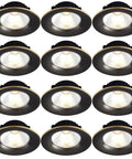 12 Pack Swanky LED Recessed Downlights Brushed Brass And Black Gold Finish 5W 7W Spotlight Fixture arranged in a grid.