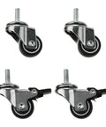 Small Threaded Stem Caster Wheels With Easy Lock Soft TPE Rubber Swivel Casters For Quick Room Fixes Rock Solid Design Smooth Glider set of four