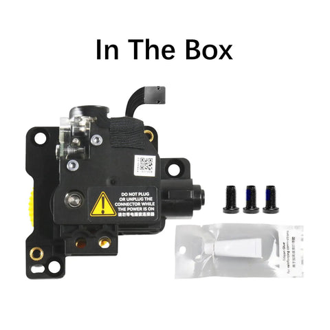Stainless Steel P1 Extruder Unit Upgrade With Dual Gears For P1P And P1S 3D Printers, shown with screws and parts