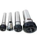 Heavy Duty ER Collet Extension Shank For C8 C10 C16 Milling Machines showcases four steel extension shanks with black couplings.
