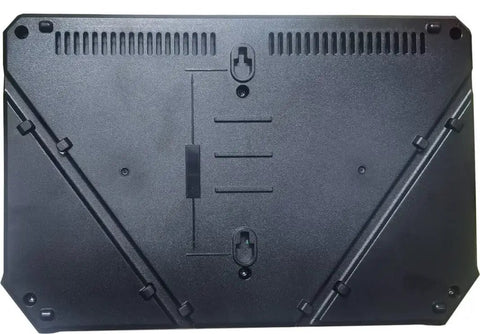 Bottom view of Two Bay 18V Lithium Battery Charger With Lightning Fast One Hour Charge, vent design for heat dissipation.