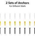 Two sets of wall anchors for Industrial Blackout Curtain Rod For 34-48 Inch Windows, shown in distinct colors and sizes.